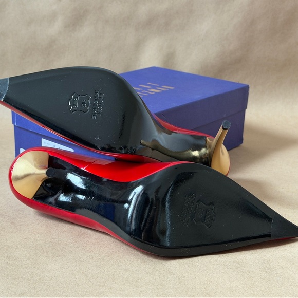Stuart Weitzman Fever Red Quasar 12M Glossy Red Heels - Picture 7 of 8